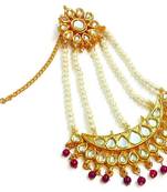 Maroon  Kundan Paasa Maang tikka