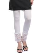 Cream Cotton Lycra Lace Legging