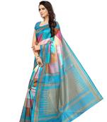 Multicolor Printed bhagalpuri silk saree with blouse