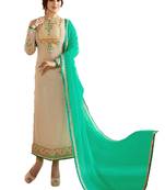 Beige embroidered georgette salwar