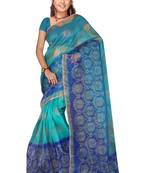 Blue Printed saree with blouse
