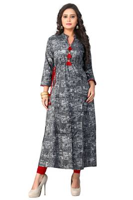 Grey printed rayon kurtas-and-kurtis 1
