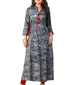 Grey printed rayon kurtas-and-kurtis