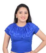 Royal Blue Ruffle Neck Stretchable Cotton Lycra Saree Blouse