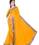 Mustard plain georgette saree with blouse