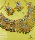 Multi Polki Bridal Choker Necklace Tikka Set