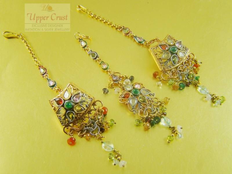 Multi Polki Bridal Choker Necklace Tikka Set