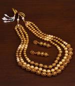 Pearl and Hollow Beads Embellished South Indian Multi-layered Necklace