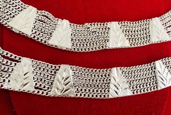 Silver Chain Broad Payal Anklets Pair 2
