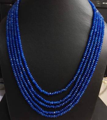Blue Onyx Stones Five Line Multistrand Necklace 1