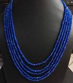 Blue Onyx Stones Five Line Multistrand Necklace