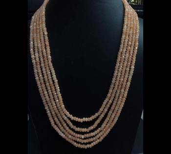 Brown Onyx Stones Five Line Multistrand Necklace 1