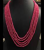 Pink Onyx Stones Five Line Multistrand Necklace