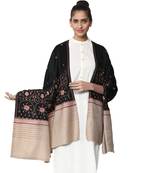 black Wool Embroidered Pashmina shawl