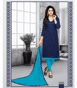 Navy-blue embroidered jacquard salwar