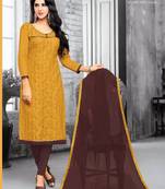 Mustard embroidered jacquard salwar