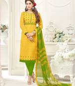 Yellow embroidered jacquard salwar