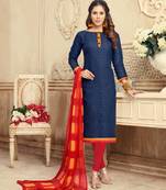 Navy-blue embroidered jacquard salwar