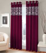 Set of 2 door eyelet curtains plain maroon