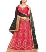 Pink Embroidered Net Unstitched Lehenga