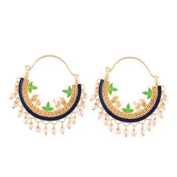 Blue Pearl Hoop Designer Earring 1
