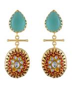 Turquoise Red Handpainted Designer Earring