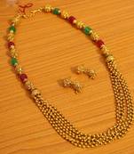Gold Look Multi Stings Fine Necklace Set