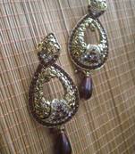 Maroon Golden Earrings-05084