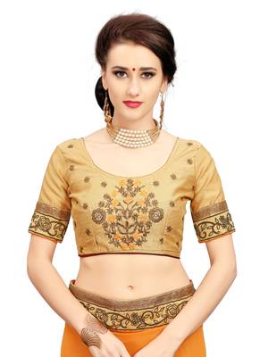 Mustard embroidered georgette saree with blouse 4