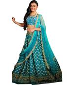 Sky blue embroidered silk semi stitched lehenga