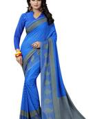 Blue printed georgette saree with blouse