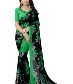 Green printed georgette saree with blouse