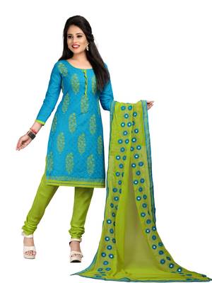 Sky-blue embroidered pure cotton salwar 1