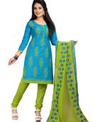 Sky-blue embroidered pure cotton salwar