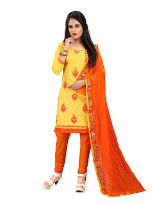 Yellow embroidered pure cotton salwar 1