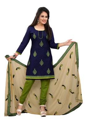 Navy-blue embroidered pure cotton salwar 1