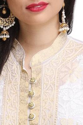 White Embroidered Faux Georgette Chikankari Kurti 4