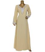 Cream Crystal Embellished Georgette Kaftan Aaya Maxi Dress