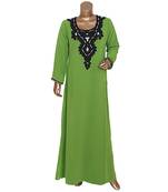 Olive Green Georgette Beaded Kaftan