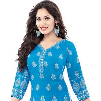 blue printed synthetic unstitched salwar with dupatta 3