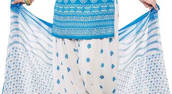 blue printed synthetic unstitched salwar with dupatta 4