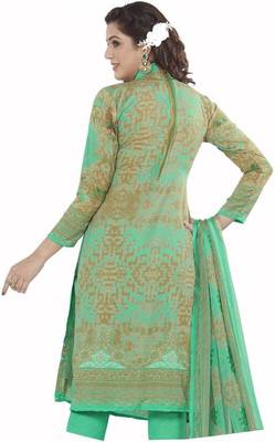 green printed synthetic unstitched salwar with dupatta 3
