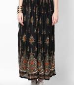 Black Embroidered Cotton Long Skirt
