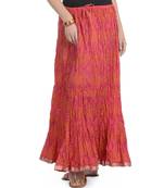 Pink Bandhej Printed Cotton Long Skirt