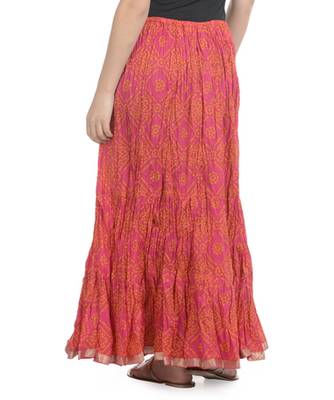 Pink Bandhej Printed Cotton Long Skirt 3