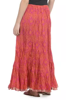 Pink Bandhej Printed Cotton Long Skirt