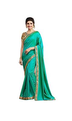 Green embroidered art silk saree with blouse 3
