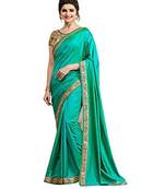 Green embroidered art silk saree with blouse