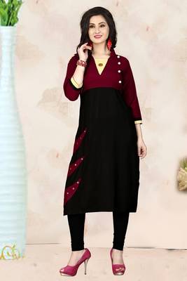 Maroon hand woven rayon long-kurtis 1