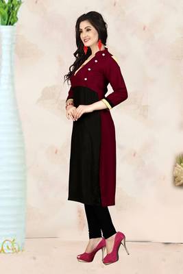 Maroon hand woven rayon long-kurtis 3